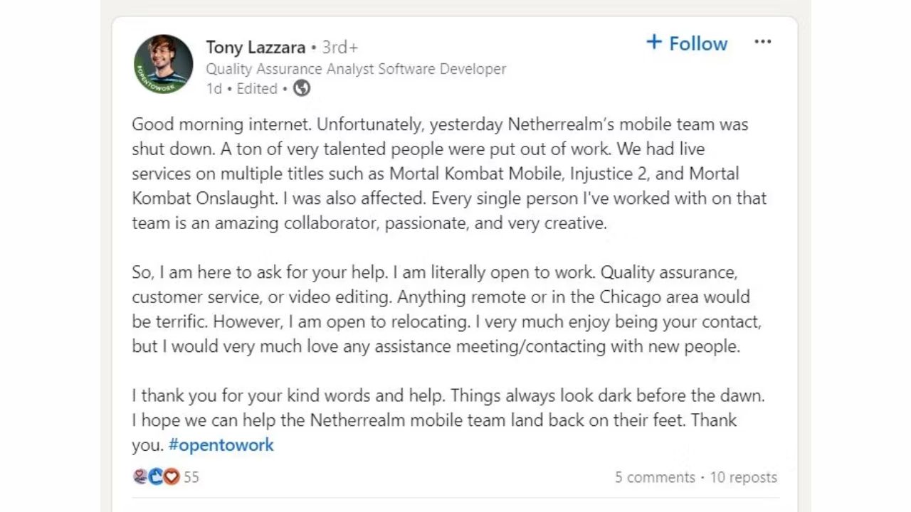 NetherRealm Studios, de Mortal Kombat, está demitindo funcionários NetherRealm Studios, de Mortal Kombat, está demitindo funcionários